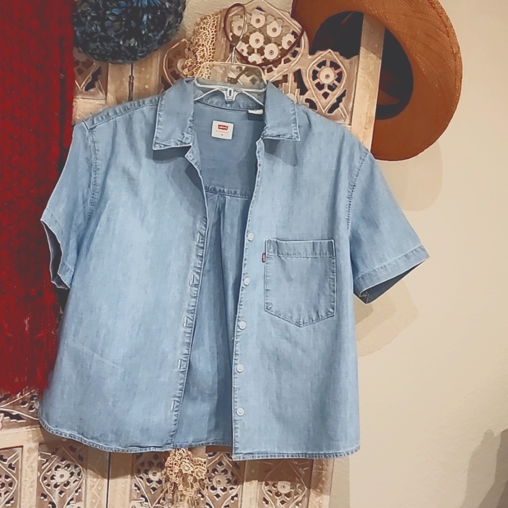 Levi Crop Denim Blouse